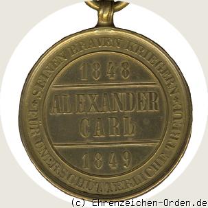 Alexander-Carl-Denkmünze für 1848-49 Rückseite