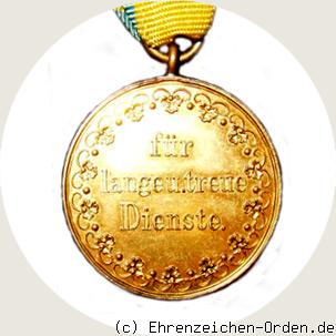 Dienstauszeichnung 1. Klasse für 21 Jahre goldene Medaille 1878 Rückseite