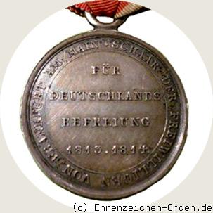 Silberne Kriegsdenkmünze für die Freiwilligen 1814 Rückseite