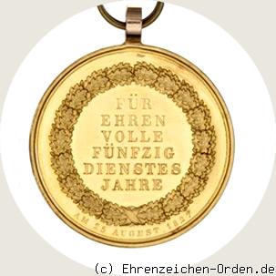 Goldene Ehrenmünze des Ludwigsorden für 50 Dienstjahre Rückseite