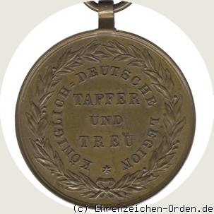 Kriegsdenkmünze für Freiwillige der Königlich Großbritannisch Deutschen Legion 1814 Rückseite