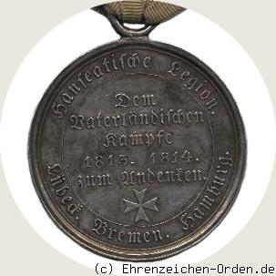 Gemeinsame Kriegsdenkmünze für die Hanseatische Legion 1815 Rückseite