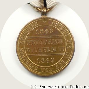 Hohenzollern Denkmünze für Kämpfer 1848-1849 Rückseite