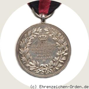 Silberne Erinnerungsmedaille zum 25. Regierungsjubiläum König Karl 1889 Rückseite
