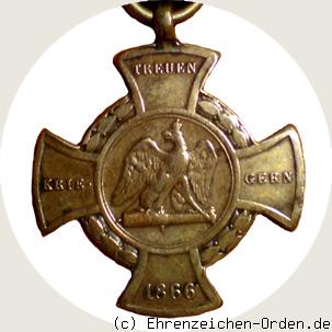 Erinnerungskreuz 1866 Treuen Kriegern Rückseite