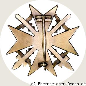 Spanienkreuz in Bronze mit Schwertern Rückseite