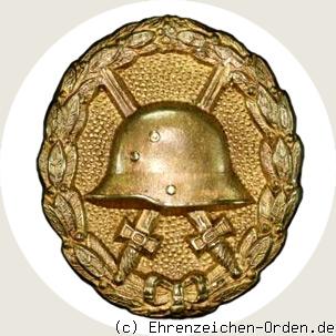 Verwundetenabzeichen für die Armee und Kolonialtruppen 1918 in Gold – an Schraubscheibe