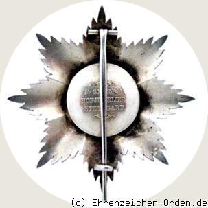 Orden der württembergischen Krone  Bruststern zum Großkreuz für regierende Häuser Rückseite