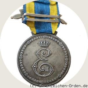 Herzog Ernst Medaille mit Schwertern auf dem Band Rückseite