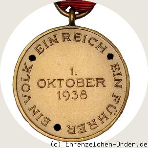 Medaille zur Erinnerung an den 1. Oktober 1938 (Sudetenland-Medaille) Rückseite