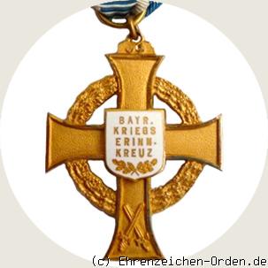 Bayerisches Kriegserinnerungskreuz ohne emaillierte Kreuzarme Rückseite