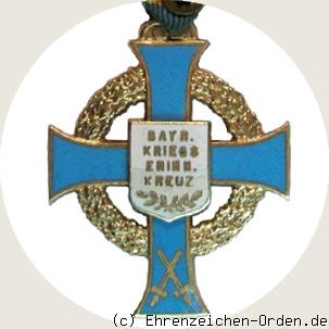 Bayerisches Kriegserinnerungskreuz blau emaillierte Kreuzarme Rückseite