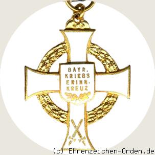 Bayerisches Kriegserinnerungskreuz weiß emaillierte Kreuzarme Rückseite