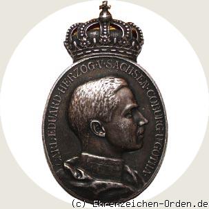 Ovale silberne Herzog Carl Eduard Medaille mit Krone