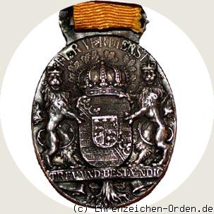 Ovale silberne Herzog Carl Eduard Medaille mit Krone Rückseite