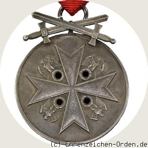 Deutsche Verdienstmedaille mit Schwertern in Silber in Frakturschrift