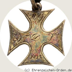 Ehrenkreuz für treugebliebene Freiwillige Offiziere des 2. Landwehrbataillons (Fulda) Rückseite