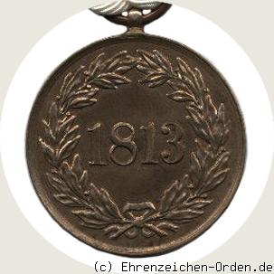 Kriegsdenkmünze für die Freiwilligen von 1813 Rückseite