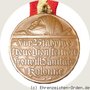 Medaille für 25 Jahre in der freiwilligen Sanitätskolonne