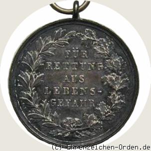 Allgemeines Ehrenzeichen Für Rettung aus Lebensgefahr 1889 Rückseite