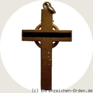 Goldenes Kreuz für weibliche Dienstboten Monogramm – E – Rückseite