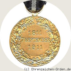 Goldene Erinnerungsmedaille an Fürst Carl Anton Rückseite