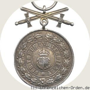 Fürstlicher Hausorden von Hohenzollern Silberne Verdienstmedaille mit Schwertern 3.Modell 2. Ausgabe