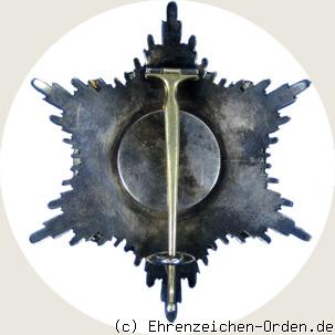 Königlicher Hausorden von Hohenzollern  Bruststern der Komture mit Schwertern Rückseite