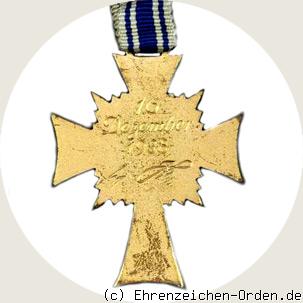 Ehrenkreuz der deutschen Mutter 1.Stufe Gold (2.Form) Rückseite