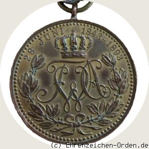 Medaille zur Goldenen Hochzeit 1893 in Bronze Rückseite