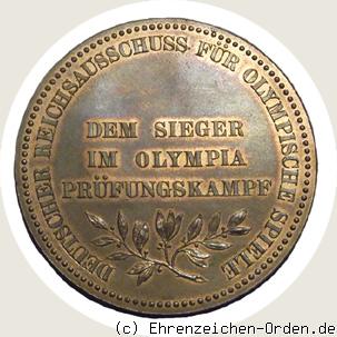 Kaiser Wilhelm II. Dem Sieger im Olympia Prüfungskampf 1914 Rückseite