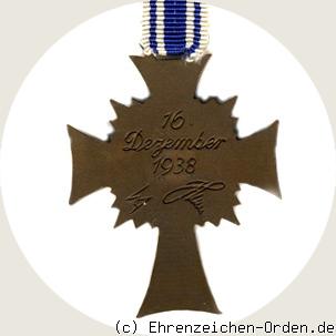 Ehrenkreuz der deutschen Mutter 3.Stufe Bronze (2.Form) Rückseite
