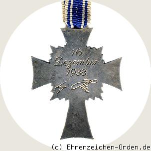 Ehrenkreuz der deutschen Mutter 2.Stufe Silber (2.Form) Rückseite