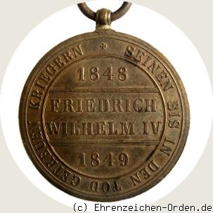 Hohenzollern Denkmünze für Kämpfer 1848-1849 Rückseite
