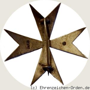 Ritterorden St. Johannis vom Spital zu Jerusalem Steckkreuz in Silber Rückseite