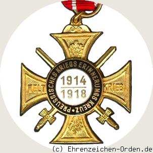 Preußisches Kriegserinnerungskreuz 1914-1918 für Kriegshilfe u. Verwundetenfürsorge Rückseite