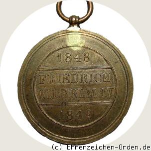 Hohenzollern Denkmünze für Nichtkämpfer 1848-1849 Rückseite