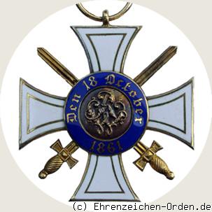 Königlicher Kronen-Orden Kreuz 3.Klasse mit Schwertern 1869-1918 Rückseite
