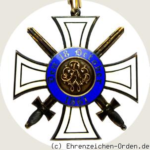 Königlicher Kronen-Orden Kreuz 1. Klasse mit Schwertern 1916 – 1918 Rückseite