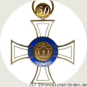 Königlicher Kronen-Orden Kreuz 3.Klasse mit Jubiläumszahl 50