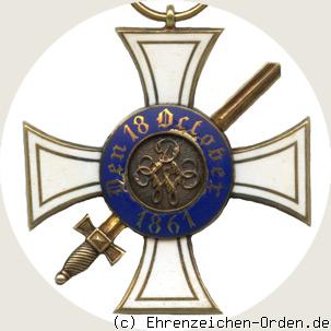 Königlicher Kronen-Orden Kreuz 3.Klasse mit Schwertern 1864-1866 Rückseite