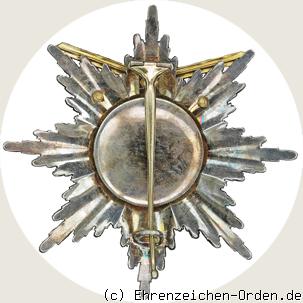 Königlicher Kronen-Orden Bruststern zur 1. Klasse mit Schwertern am Ring 1867-1918 Rückseite