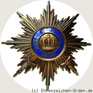 Königlicher Kronen-Orden Bruststern zur 1. Klasse mit Schwertern 1869-1916
