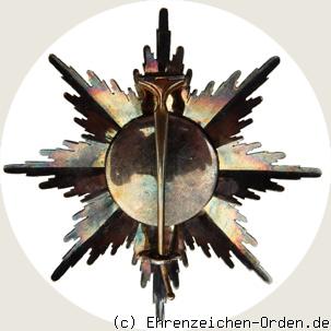 Königlicher Kronen-Orden Bruststern zur 1. Klasse mit Schwertern 1869-1916 Rückseite