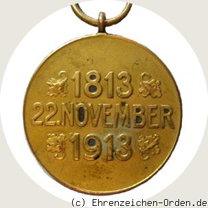 Kurhessische Jubiläumsdenkmünze – 22. November 1813-1913 Rückseite