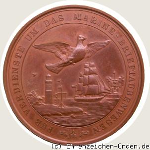 Bronzene Medaille für Verdienste um das Marine-Brieftaubenwesen 1894 Rückseite