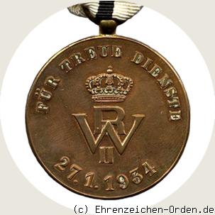 Treuedienstmedaille zum 75. Geburtstag Wilhelm II. Bronze Rückseite