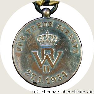 Treuedienstmedaille zum 75. Geburtstag Wilhelm II. Silber Rückseite