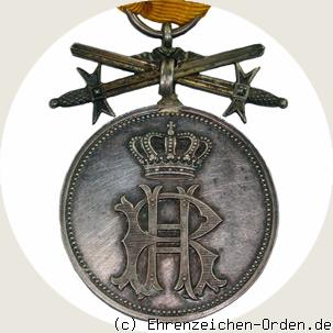 Silberne Verdienstmedaille 2. Modell mit Schwertern Rückseite
