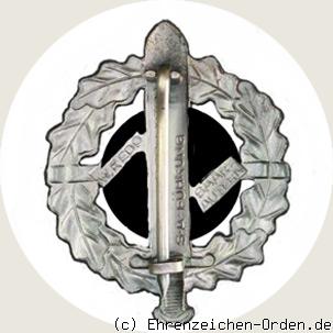 SA-Sportabzeichen in Silber (3.Typ) Rückseite